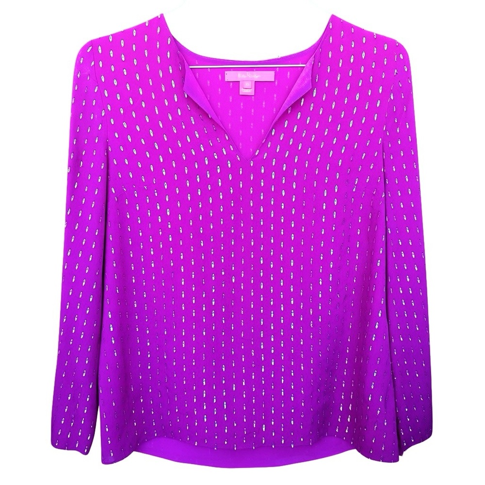 Shimmering Lily Pulitzer Aaron Silk Top NWOT - Picture 4 of 10